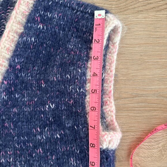 Handmade Knit Wool Button Down Knit Vest sz M - Marled Blue & Pink / Yellow - Picture 8 of 11